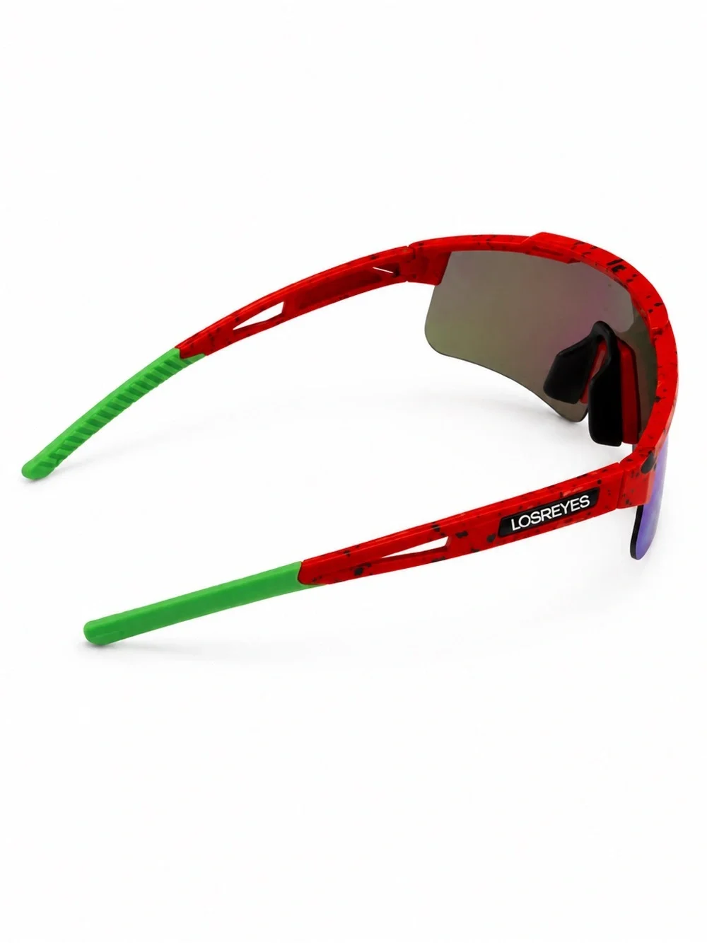LOSREYES Sports Cycling Sunglasses 2 Pair Bundle Mirrored Shield Red Gray